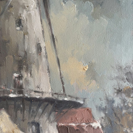 Expressive Winter Landscape Oil Painting "Windmill Tower" Refined Artwork Holland Art Shop