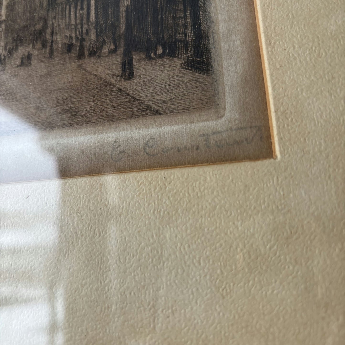 Vintage Cityscape Etching "Town Hall Tower" Original Medium Art