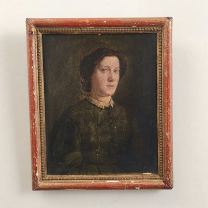 19th Century Antique Portrait Oil Painting "Woman Portrait" Small Artwork Holland Art Shop
