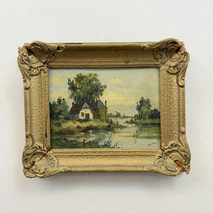 Refined Landscape Oil Painting "Thatched Cottage" Classic Small Art Holland Art Shop