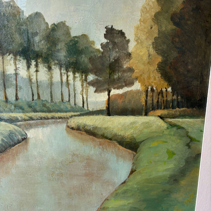 Original Landscape Oil Painting "Meandering River" Vintage Artwork Holland Art Shop