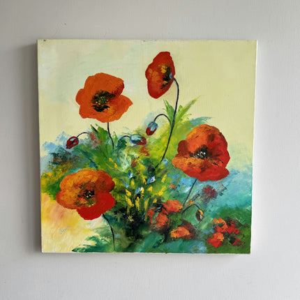 Classic Floral Still Life Oil Painting "Red Poppy" Handcrafted Small Artwork Holland Art Shop