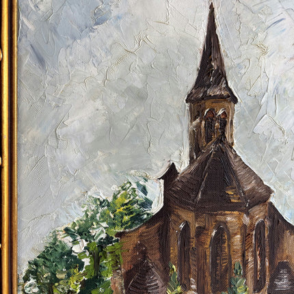 Handcrafted Landscape Oil Painting "Wooden Church" Timeless Artwork Holland Art Shop