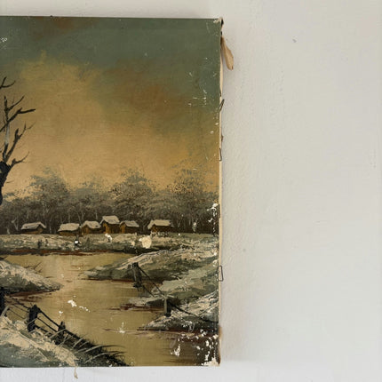 Handcrafted Winter Landscape Oil Painting "Snowy Tree" Classic Small Art Holland Art Shop