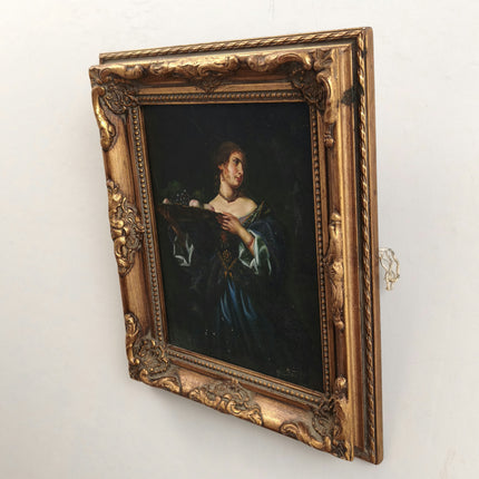 Expressive Interior Oil Painting "Woman HoldingPlatter" Detailed Small Art Holland Art Shop