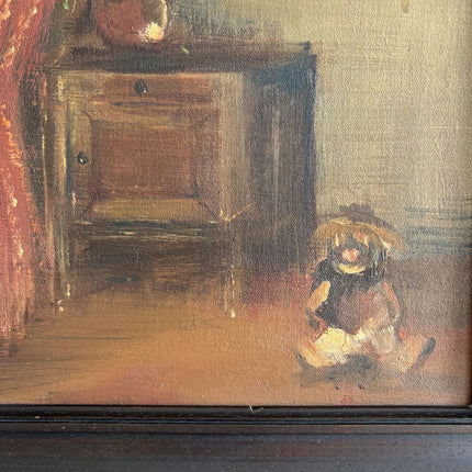 Timeless Interior Oil Painting "Seated Child" Authentic Small Art Holland Art Shop