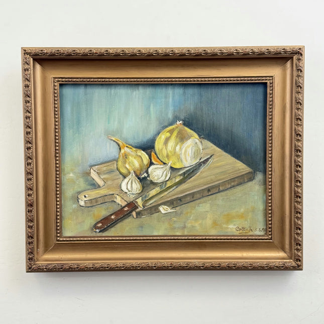 Detailed Still Life Oil Painting "Garlic Bulbs" Classic Artwork Holland Art Shop