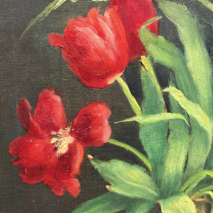 Refined Still Life Oil Painting "Red Tulip Bouquet" Traditional Large Art Holland Art Shop