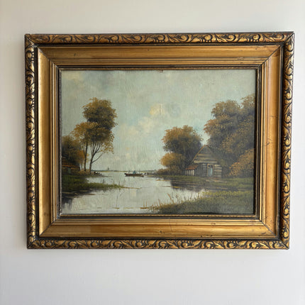 Rustic Landscape Oil Painting "Gilded Frame" Authentic Art Holland Art Shop
