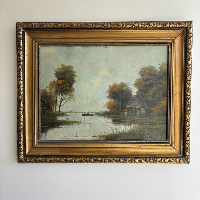 Rustic Landscape Oil Painting "Gilded Frame" Authentic Art Holland Art Shop