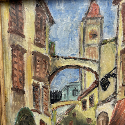 Vintage Cityscape Oil Painting "Narrow Street" Traditional Art Holland Art Shop