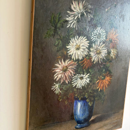 Handcrafted Floral Still Life Oil Painting "Blue Vase" Refined Large Artwork Holland Art Shop