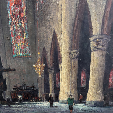 Rustic Church Interior Oil Painting "Gothic Church" Refined Large Artwork Holland Art Shop