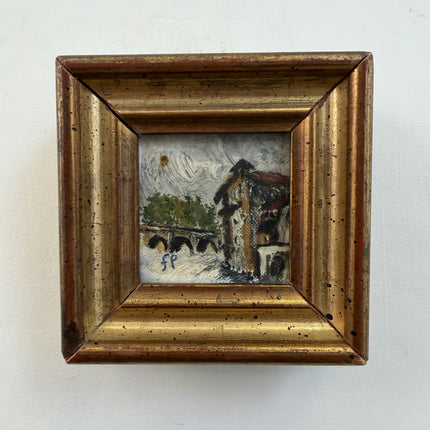Handcrafted Winter Landscape Oil Painting "Gilded Frame" Elegant Small Art Holland Art Shop