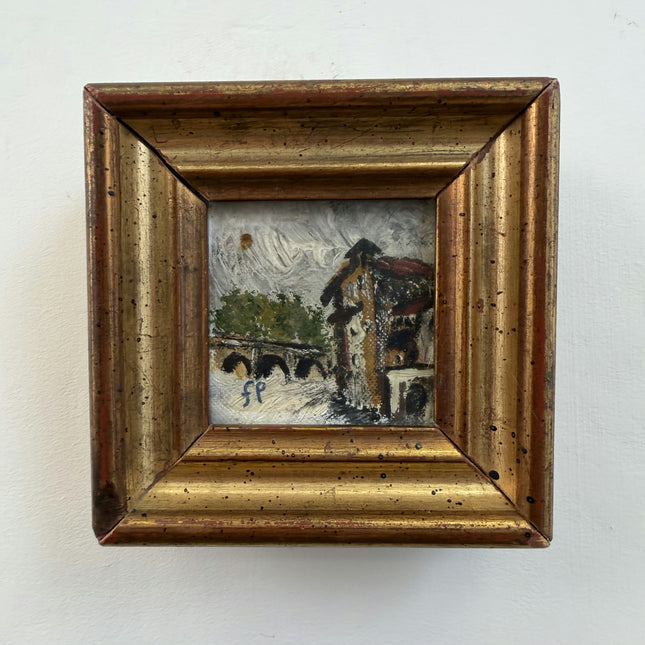 Handcrafted Winter Landscape Oil Painting "Gilded Frame" Elegant Small Art Holland Art Shop