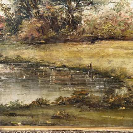 Traditional Landscape Oil Painting "Riverside Trees" Refined Large Artwork Holland Art Shop