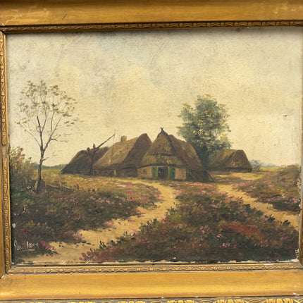 Vintage Farm Oil Painting "Thatched Cottage" Traditional Artwork Holland Art Shop