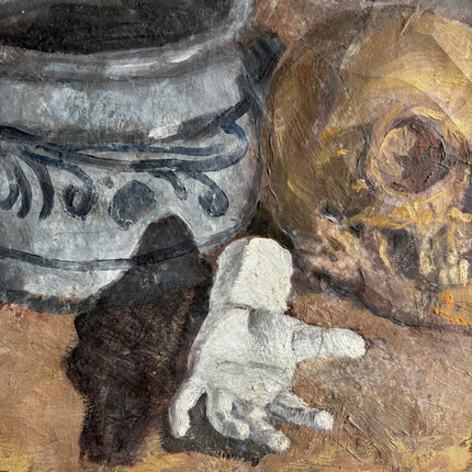 Elegant Still Life Oil Painting "Human Skull" Detailed Art Holland Art Shop
