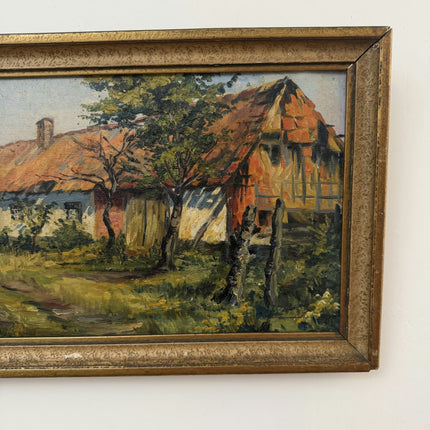 Antique Cityscape Oil Painting "Thatched Cottage" Traditional Art Holland Art Shop