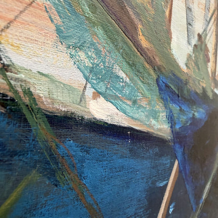 Classic Harbor Scene Oil Painting "Sailboat Bow" Traditional Artwork Holland Art Shop