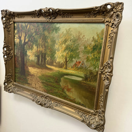 Detailed Landscape Oil Painting "Gilded Frame" Elegant Large Art Holland Art Shop