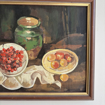 Expressive Still Life Oil Painting "Bowl Of Berries" Classic Small Art Holland Art Shop