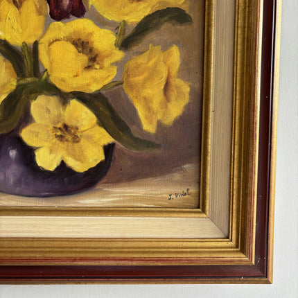 Handcrafted Floral Still Life Oil Painting "Yellow Bouquet" Vintage Art Holland Art Shop