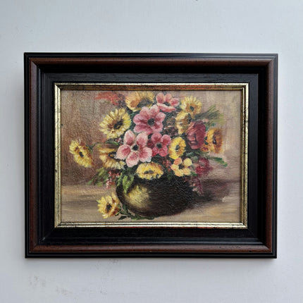 Rustic Floral Still Life Oil Painting "Flower Vase" Timeless Small Art Holland Art Shop