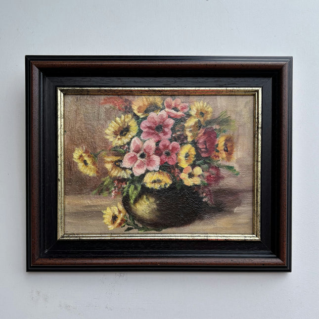 Rustic Floral Still Life Oil Painting "Flower Vase" Timeless Small Art Holland Art Shop
