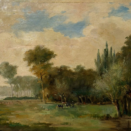 Authentic Landscape Oil Painting "Grazing Cows" Vintage Artwork Holland Art Shop