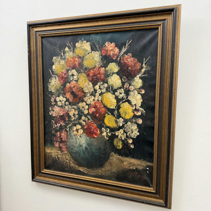 1894 Antique Floral Still Life Oil Painting "Flower Vase" Large Art Holland Art Shop