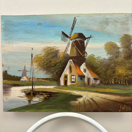 Elegant Landscape Oil Painting "Thatched Windmill" Traditional Art Holland Art Shop