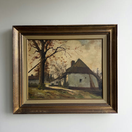 Original Farm Oil Painting "Thatched Cottage" Classic Artwork Holland Art Shop