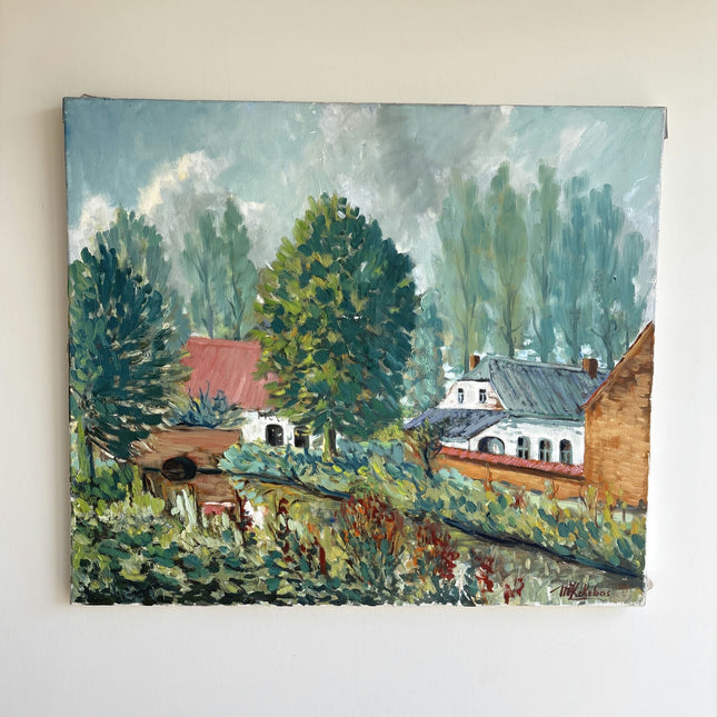Vintage Landscape Oil Painting "Green Trees" Handcrafted Art Holland Art Shop