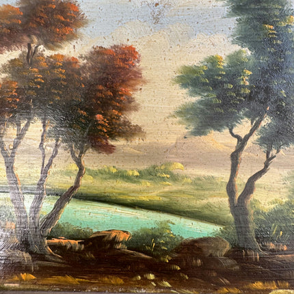 Elegant Landscape Oil Painting "Ornate Frame" Handcrafted Small Artwork Holland Art Shop