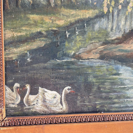 Authentic Landscape Oil Painting "Three Swans" Original Artwork Holland Art Shop