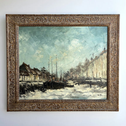Elegant Harbor Scene Oil Painting "Boats Harbor" Timeless Large Artwork Holland Art Shop