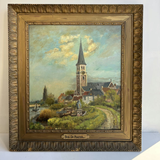 Traditional Cityscape Oil Painting "Church Tower" Detailed Large Art Holland Art Shop