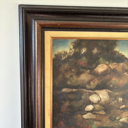 Remarkable Oil Painting Landscape "Girl With Pig" Striking Large Art Holland Art Shop