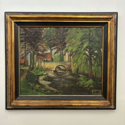 Rustic Landscape Oil Painting "Stone Bridge" Detailed Large Artwork Holland Art Shop