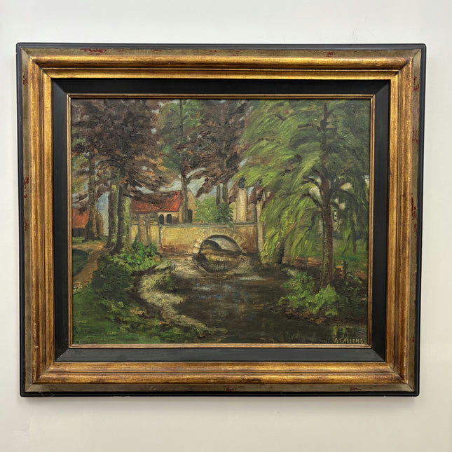 Rustic Landscape Oil Painting "Stone Bridge" Detailed Large Artwork Holland Art Shop
