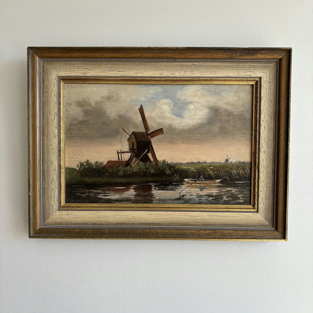 Classic Landscape Oil Painting "Old Windmill" Handcrafted Dutch Art Holland Art Shop
