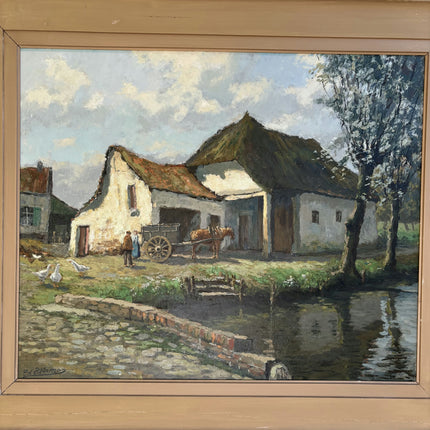 Expressive Farm Oil Painting "Thatched Cottage" Timeless Large Art Holland Art Shop
