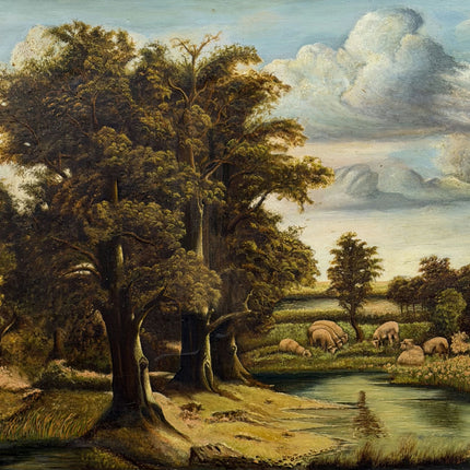 Authentic Landscape Oil Painting "Grazing Sheep" Expressive Large Art Holland Art Shop