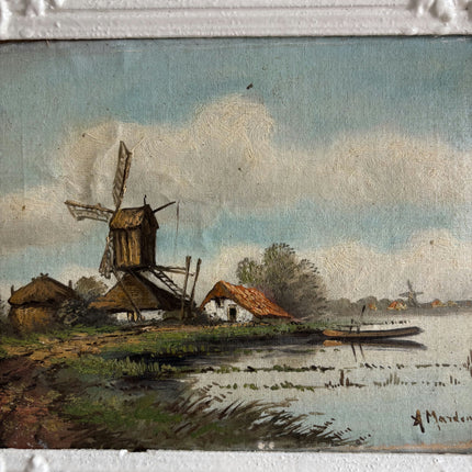 Elegant Landscape Oil Painting "Windmill Scene" Traditional Small Art Holland Art Shop