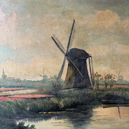 Original Landscape Oil Painting "Windmill Tower" Classic Large Art Holland Art Shop