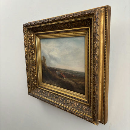 19th Century Antique Landscape Oil Painting "Gilded Frame" Small Artwork Holland Art Shop