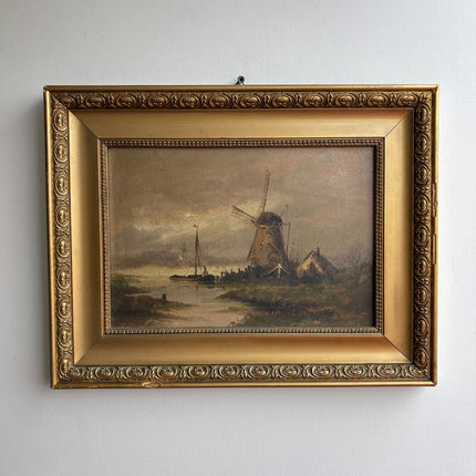 Original Landscape Oil Painting "Gilded Frame" Rustic Artwork Holland Art Shop