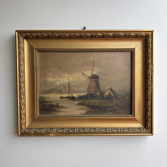 Original Landscape Oil Painting "Gilded Frame" Rustic Artwork Holland Art Shop