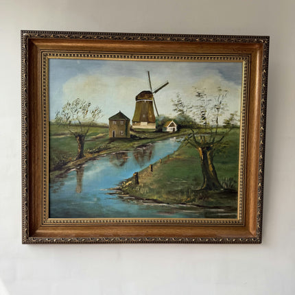 Timeless Landscape Oil Painting "Windmill Tower" Handcrafted Large Artwork Holland Art Shop